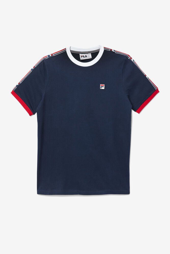 Fila T-Shirt Zale Mens Navy - India ESR-052678